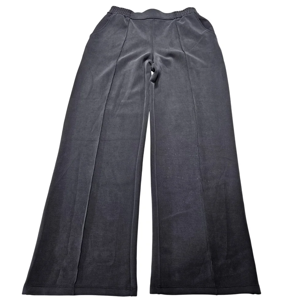 G4free Wide‎ Leg Lounge Pants Charcoal Gray Elastic Waist Comfort Size M